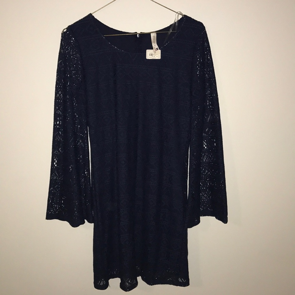 Pink Owl Lace Navy Dress